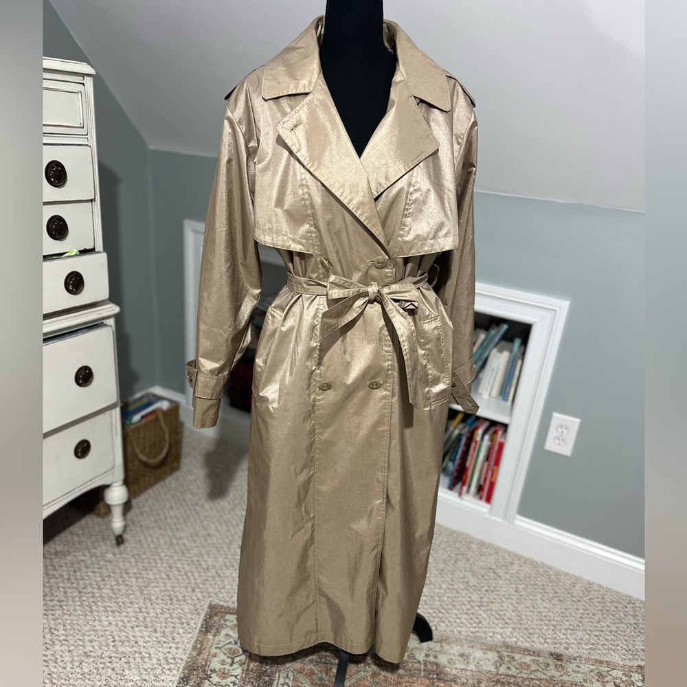Women's Champagne Gold Multi Season Trench Coat with Liner Size 14/L